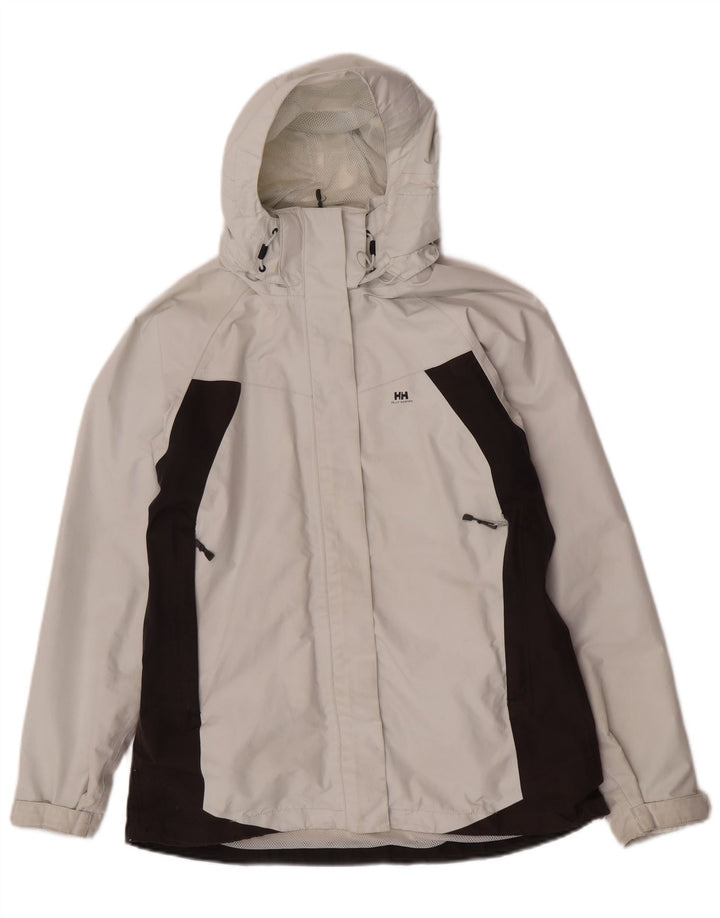 Helly Hansen Γυναικείο μπουφάν βροχής με κουκούλα UK 14 Medium Off White Colourblock