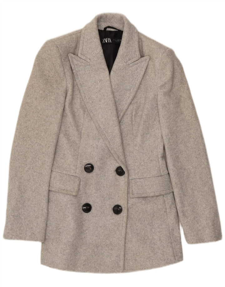 Zara Γυναικείο μπουφάν με διπλό στήθος UK 10 Small Grey Polyester