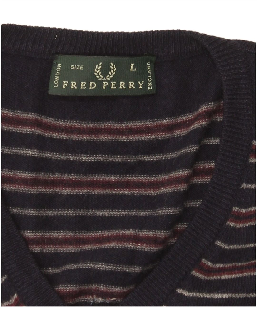 Fred Perry Ανδρικό πουλόβερ με λαιμόκοψη με V λαιμόκοψη Μεγάλο μπλε ριγέ