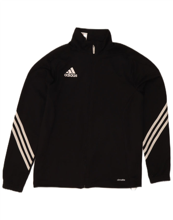 Adidas Boys Climalite Tracksuit Top Jacket 13-14 Years Black Polyester
