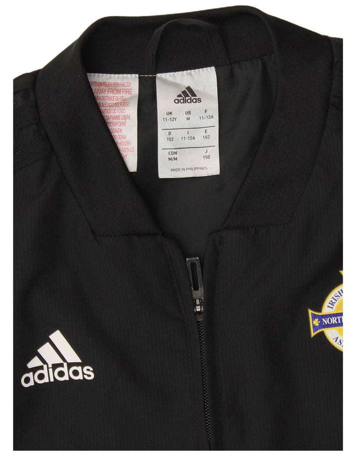 Adidas Boys Tracksuit Top Jacket 11-12 Years Black Polyester