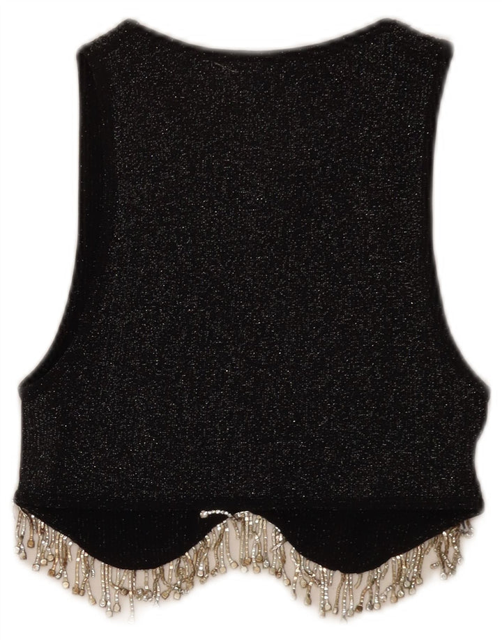 Zara Γυναικείο Αμάνικο Crop Top UK 4 XS Μαύρος Πολυεστέρας