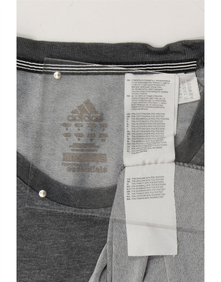ADIDAS Womens T-Shirt Top UK 14 Medium Grey Cotton Vintage Adidas and Second-Hand Adidas from Messina Hembry 