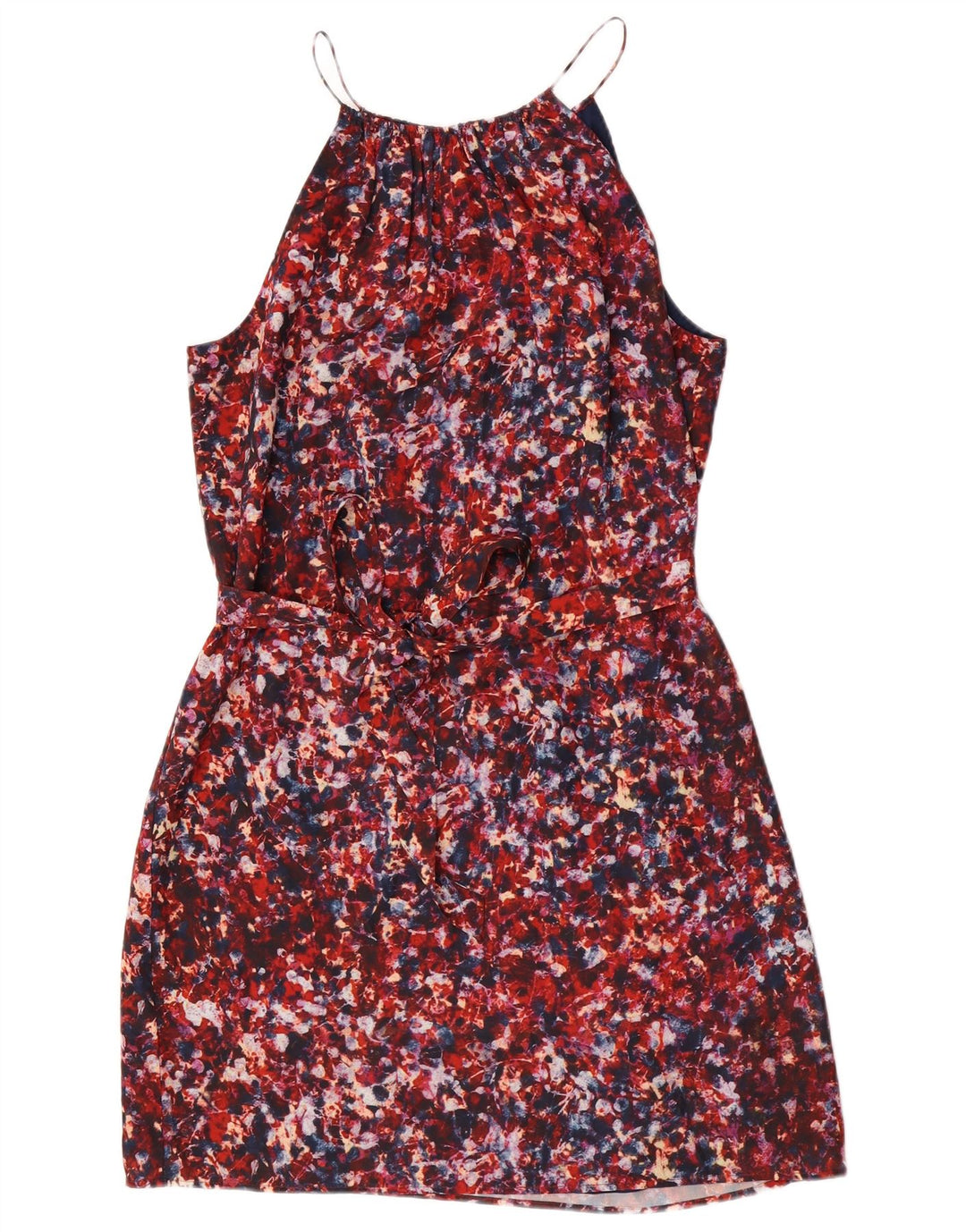 Dkny Γυναικείο Abstract Pattern Αμάνικο φόρεμα UK 14 μεγάλο κόκκινο