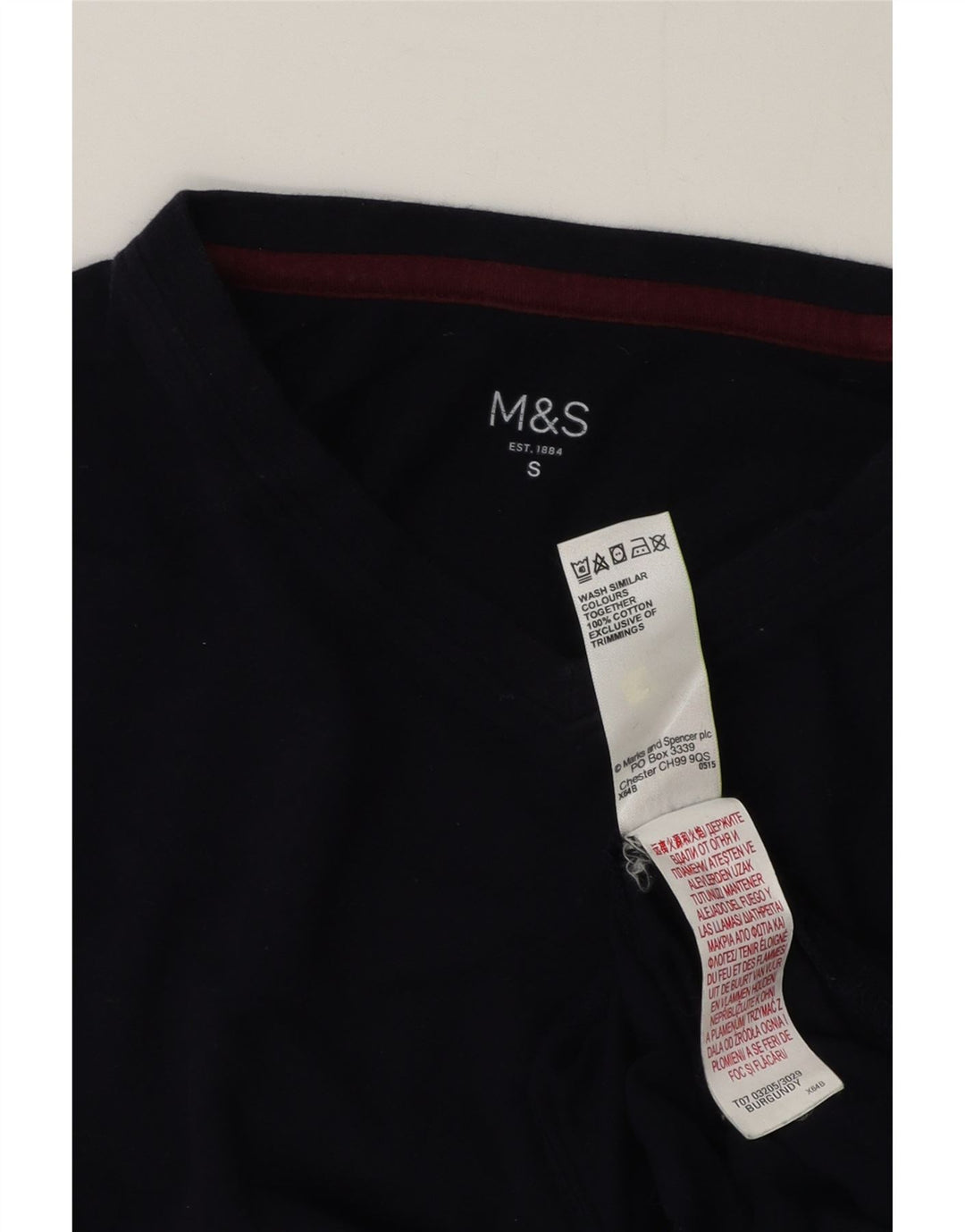 MARKS & SPENCER Ανδρικό μπλουζάκι μακρυμάνικο Μικρό Navy Blue βαμβακερό