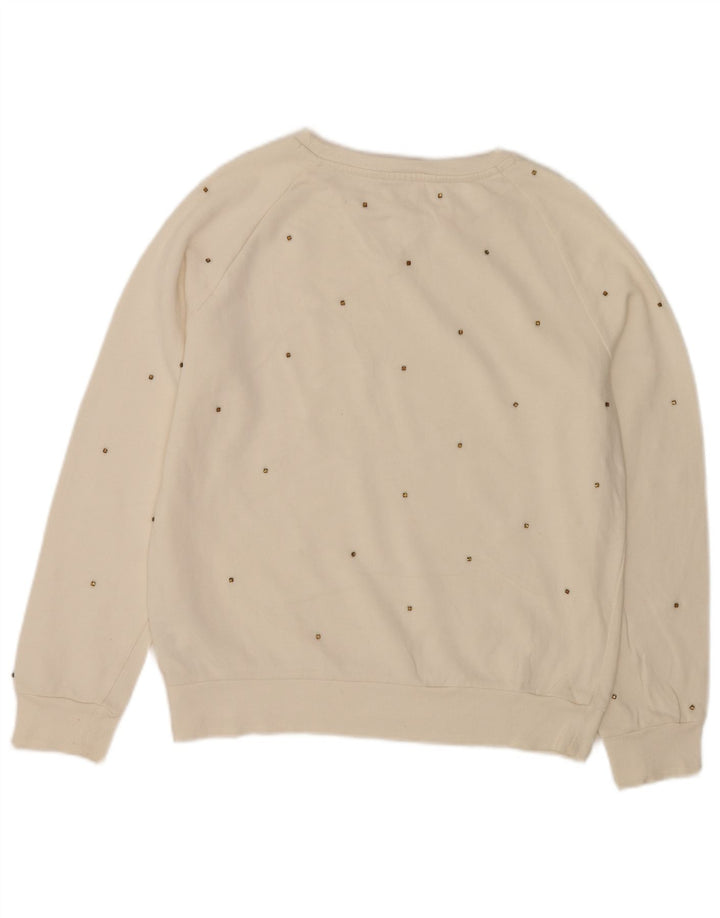 Zara Γυναικεία Φούτερ Jumper UK 10 Small White Cotton