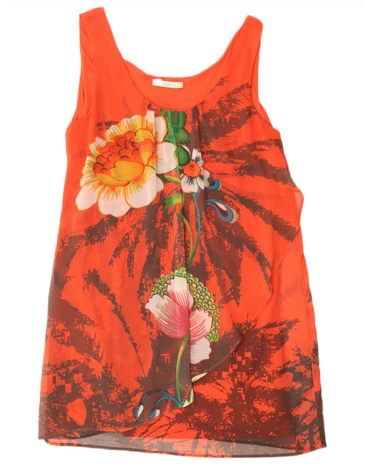 Desigual Γυναικείο Αμάνικο Φόρεμα Shift EU 44 XL Κόκκινο φλοράλ πολυεστέρας