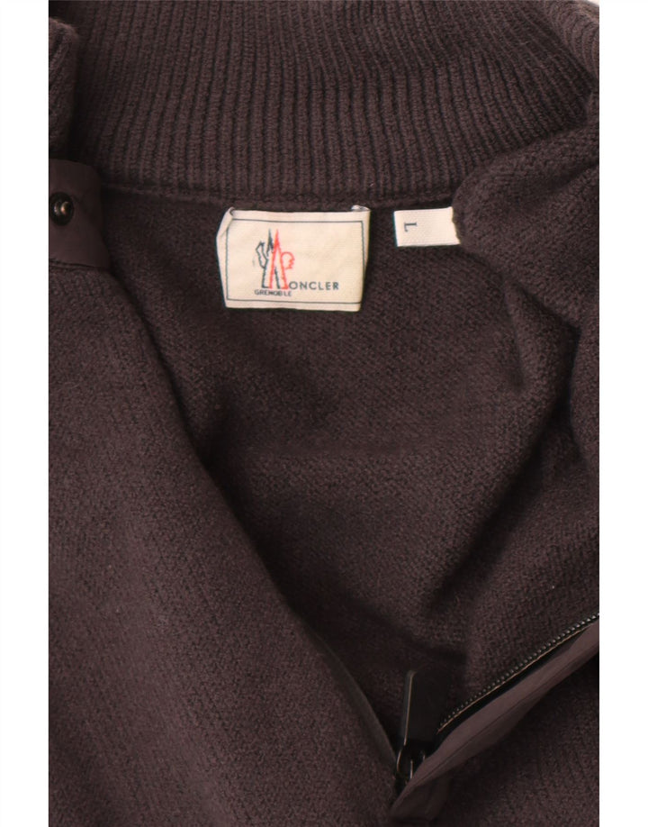 Ανδρικό πουλόβερ Moncler με φερμουάρ, μεγάλο γκρι μάλλινο