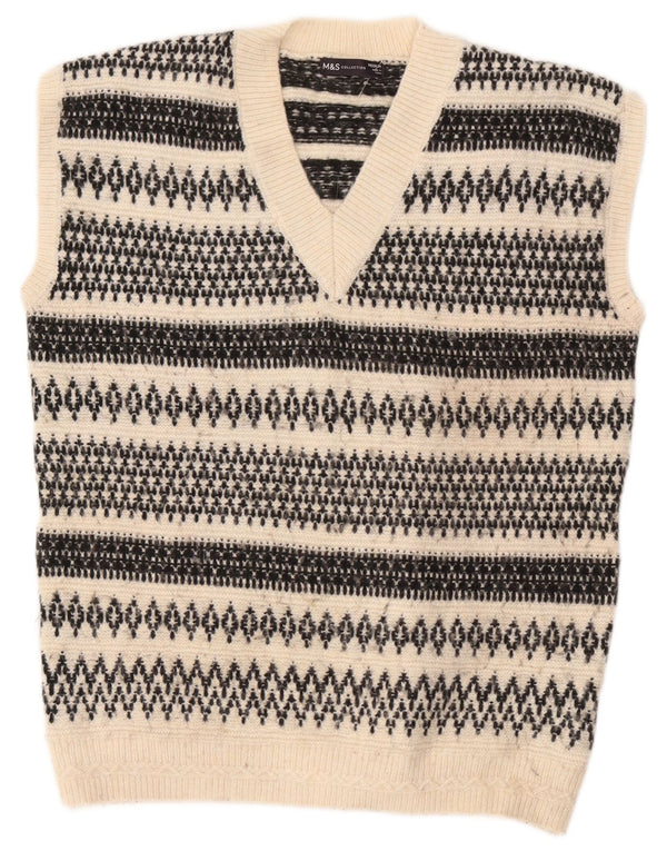 Marks & Spencer Ανδρικό γιλέκο Tank Top Medium Off White Γεωμετρικό Ακρυλικό