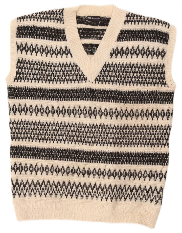 Marks & Spencer Ανδρικό γιλέκο Tank Top Medium Off White Γεωμετρικό Ακρυλικό