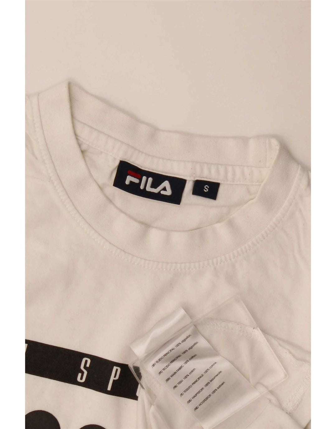 Fila Ανδρικό γραφικό T-Shirt Top Μικρό λευκό βαμβακερό