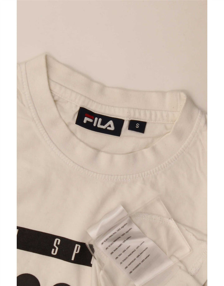 Fila Ανδρικό γραφικό T-Shirt Top Μικρό λευκό βαμβακερό