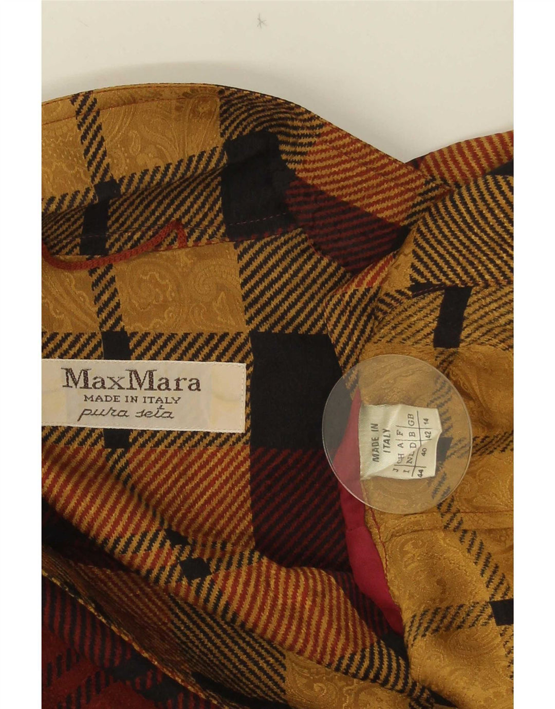 Max Mara γυναικείο σακάκι με διπλό στήθος UK 14 Large Burgundy Check