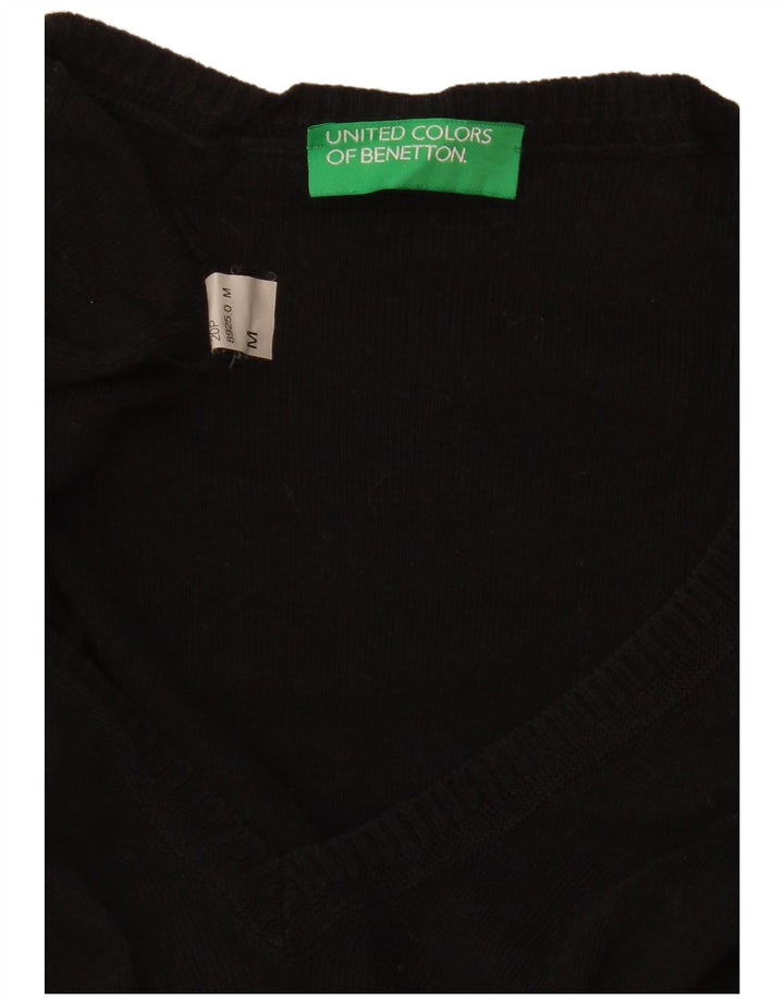 Γυναικείο πουλόβερ Benetton με V λαιμόκοψη UK 12 Medium Black