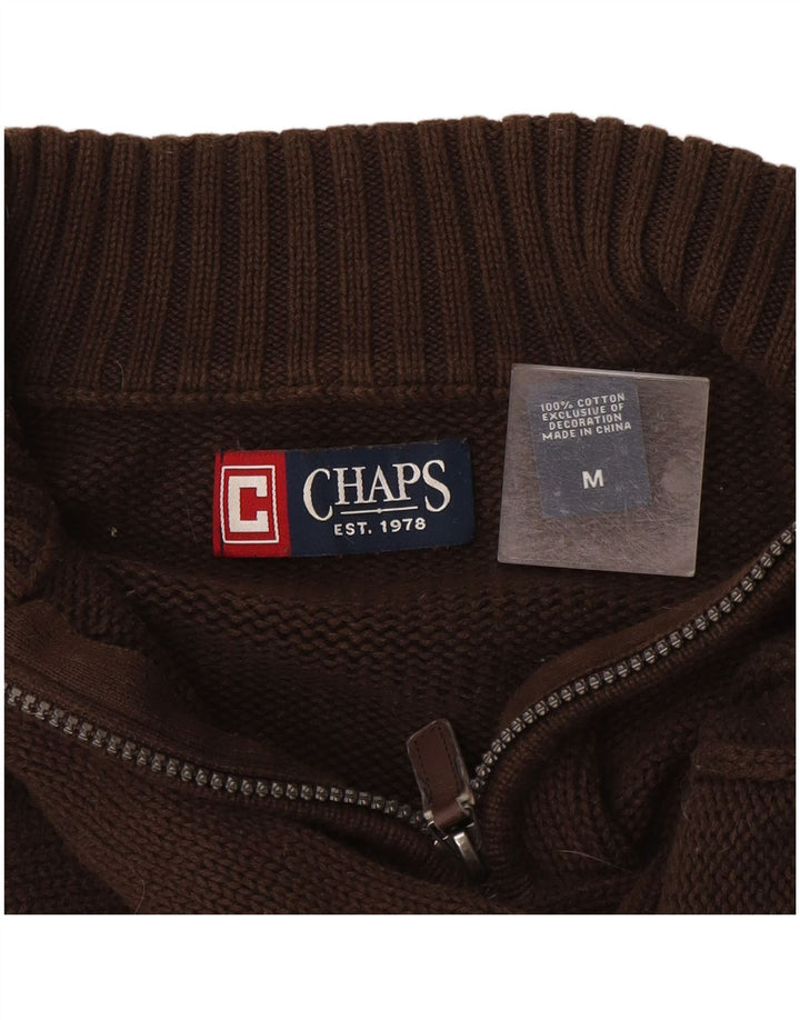 Ανδρικό πουλόβερ Chaps με φερμουάρ, μεσαίο καφέ βαμβακερό
