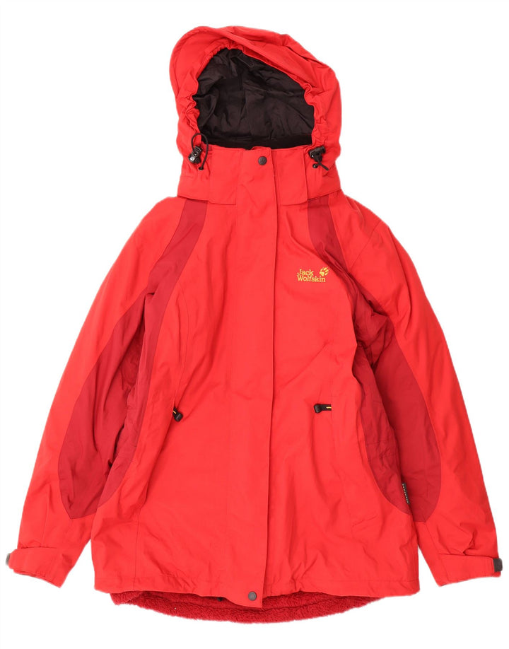 Jack Wolfskin γυναικείο μπουφάν με κουκούλα αντιανεμικό UK 12 μεσαίο κόκκινο χρώμα