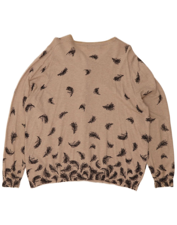 Marks & Spencer Γυναικεία ζακέτα πουλόβερ UK 22 3XL Μπεζ φλοράλ βισκόζη