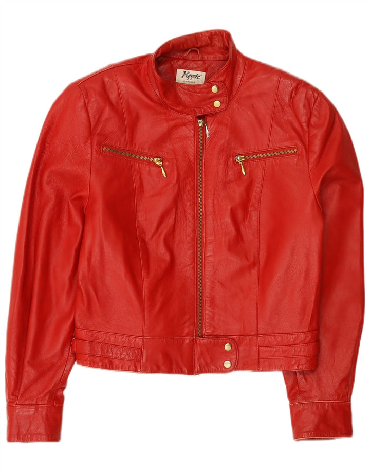Yuppie Γυναικείο Crop Δερμάτινο Μπουφάν EU 40 Medium Red