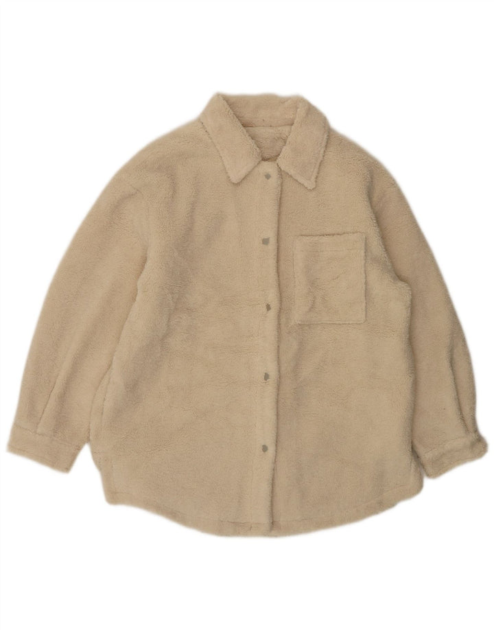 Topshop Γυναικείο Μπουφάν Fleece Oversized UK 10 Small Beige Polyester