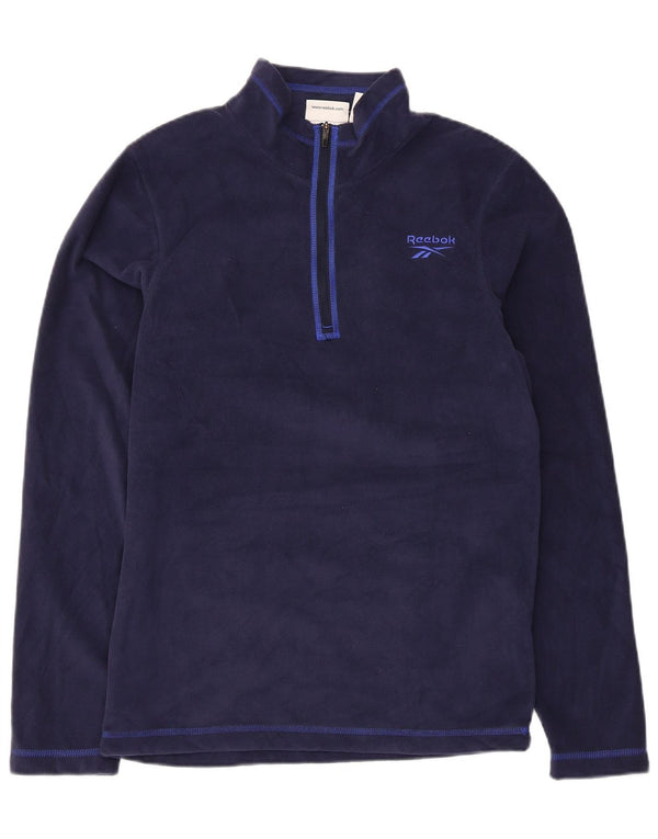 Reebok Ανδρικό φερμουάρ με λαιμόκοψη Fleece Jumper Medium Navy Blue Polyester Sports