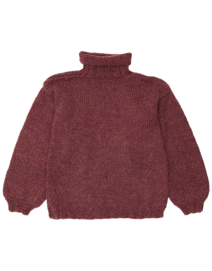 Vintage γυναικείο πουλόβερ με ρολό λαιμόκοψη UK 14 Medium Burgundy