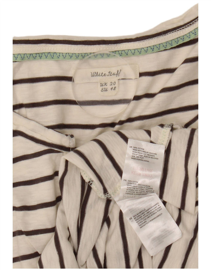 White Stuff Γυναικείο Γιλέκο UK 20 2XL Λευκό βαμβακερό ριγέ