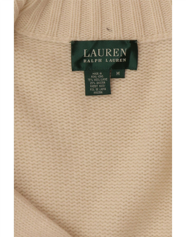 Ralph Lauren Γυναικείο πουλόβερ μακράς ζακέτας UK 14 Medium Off White Wool