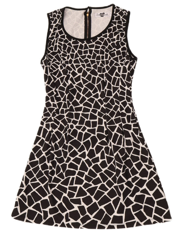 Desigual Γυναικείο Αμάνικο Φόρεμα A-Line UK 12 Medium Black Geometric