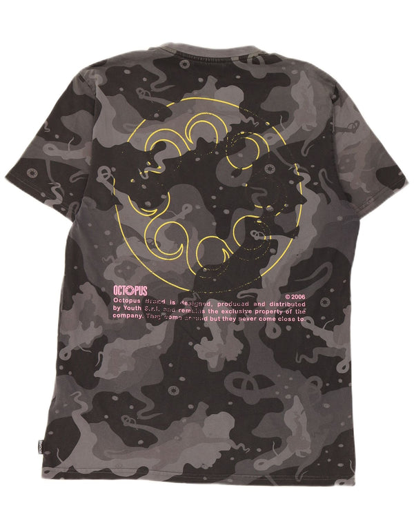 Ανδρικό γραφικό T-Shirt Octopus Top Μεσαίο γκρι βαμβακερό καμουφλάζ