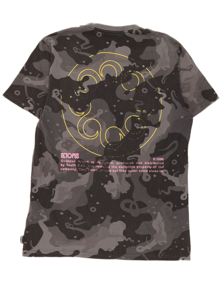 Ανδρικό γραφικό T-Shirt Octopus Top Μεσαίο γκρι βαμβακερό καμουφλάζ
