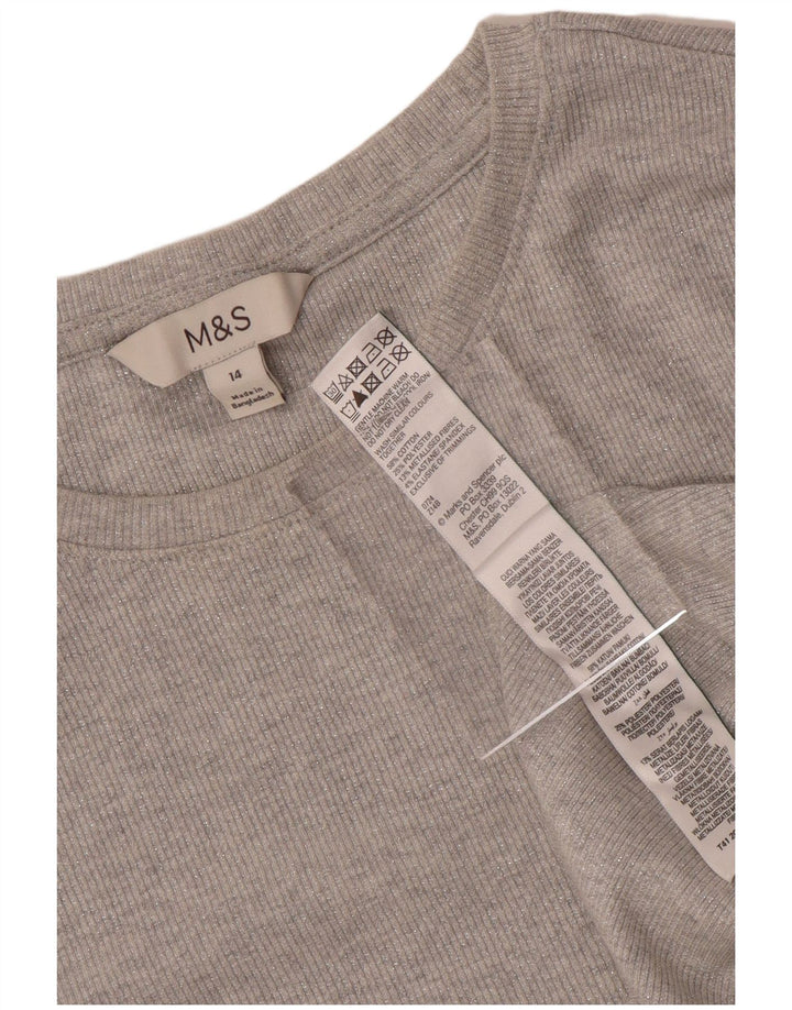 Marks & Spencer Γυναικείο τοπ μακρυμάνικο UK 14 μεσαίο γκρι βαμβακερό