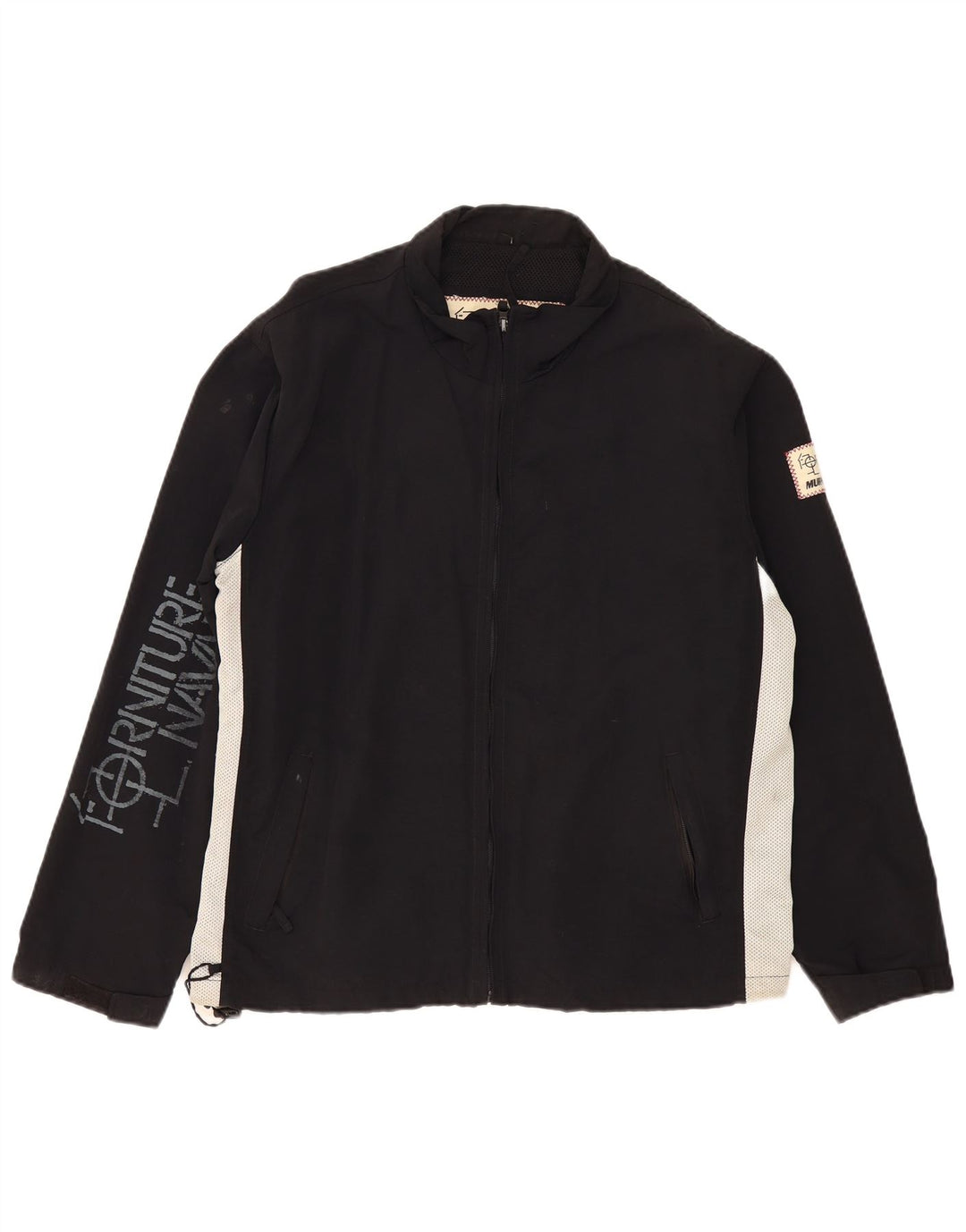 Murphy & Nye Mens Graphic Rain Jacket UK 40 Large Black Colourblock Nylon