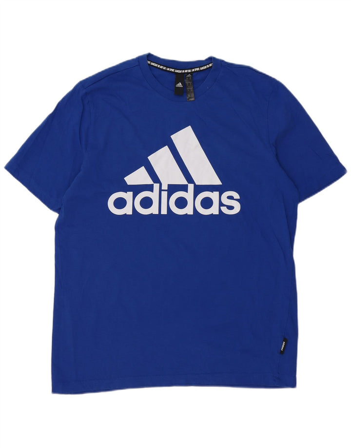 Ανδρικό γραφικό T-Shirt Adidas Top από μεσαίο μπλε βαμβακερό