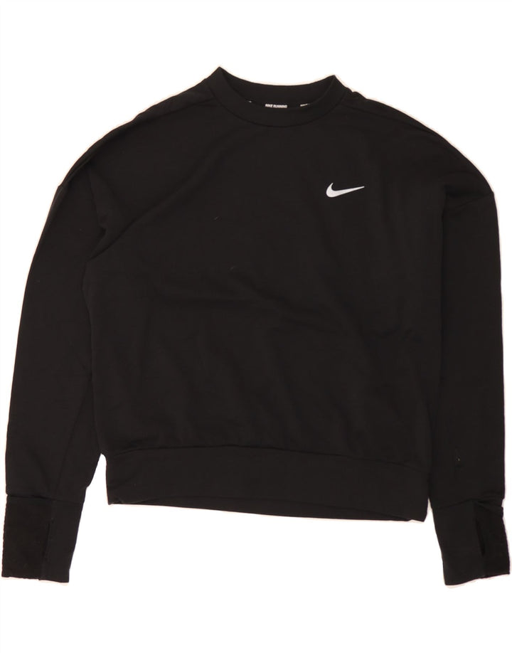 NIKE Womens Dri Fit Oversized Sweatshirt Jumper UK 10 Small Black Vintage Nike and Second-Hand Nike from Messina Hembry 