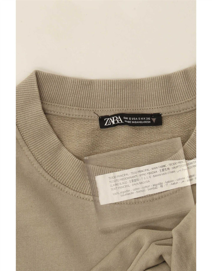 Zara Γυναικείο Φούτερ μεγάλου μεγέθους Jumper UK 10 Small Khaki Βαμβακερό