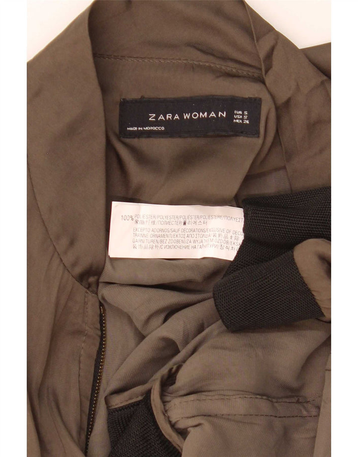 Zara γυναικείο μπουφάν υπερμεγέθη UK 10 Small Khaki Colourblock Polyester