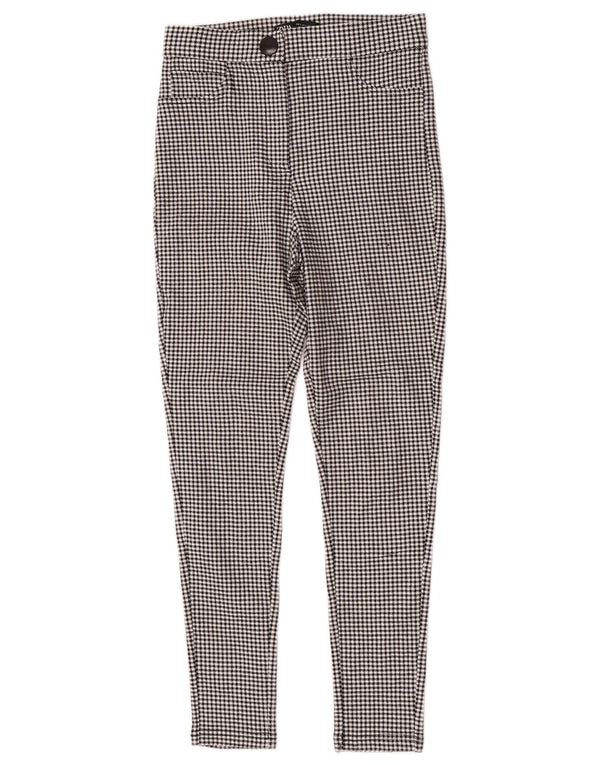 Zara Γυναικείο Skinny Παντελόνι Μικρό W26 L27 Μαύρο Houndstooth Viscose