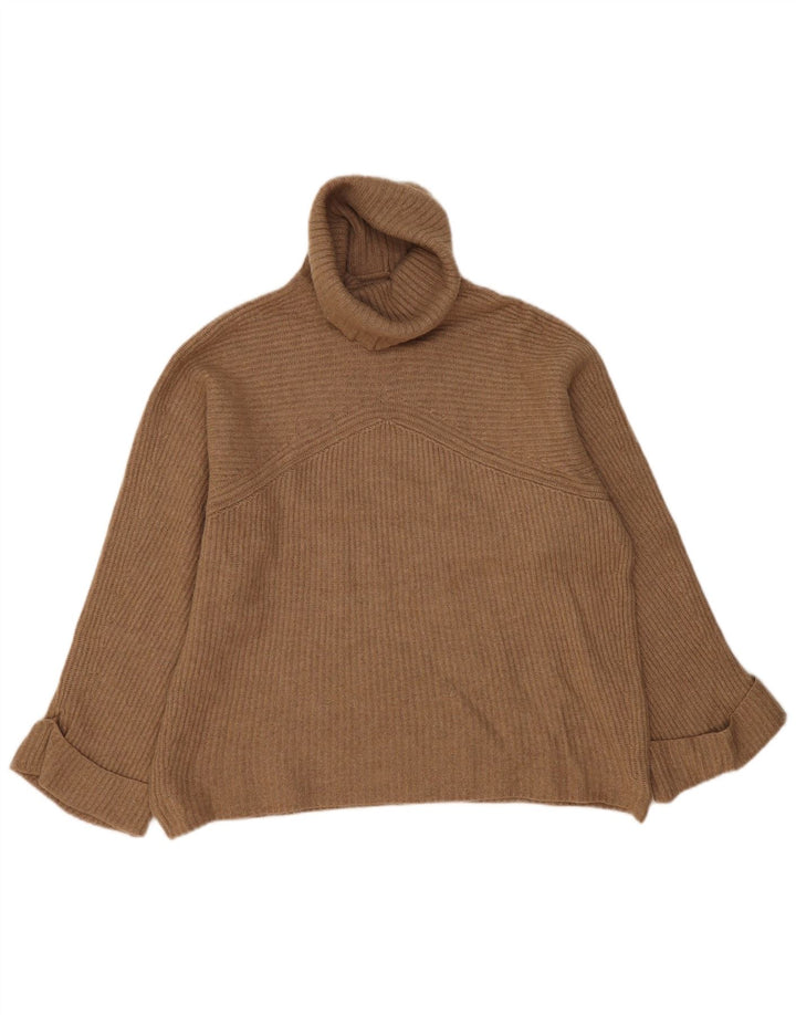 Massimo Dutti Γυναικείο πουλόβερ με ρολό λαιμόκοψη UK 14 Μεσαίο καφέ