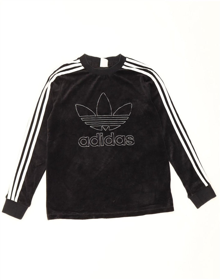 Adidas Γυναικείο τοπ μακρυμάνικο UK 12 μεσαίο μαύρο βαμβακερό