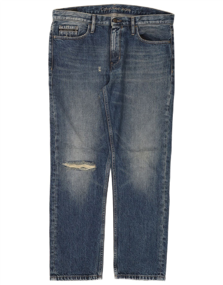 CALVIN KLEIN Ανδρικό Boyfriend Distressed Straight Jeans W30 L30 Μπλε βαμβακερό
