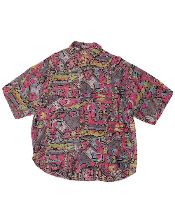 Vintage ανδρικό κοντομάνικο πουκάμισο XL πολύχρωμο βισκόζη