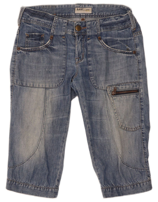 Lee Womens Chazey Cargo Denim Shorts W27 Small Blue Cotton