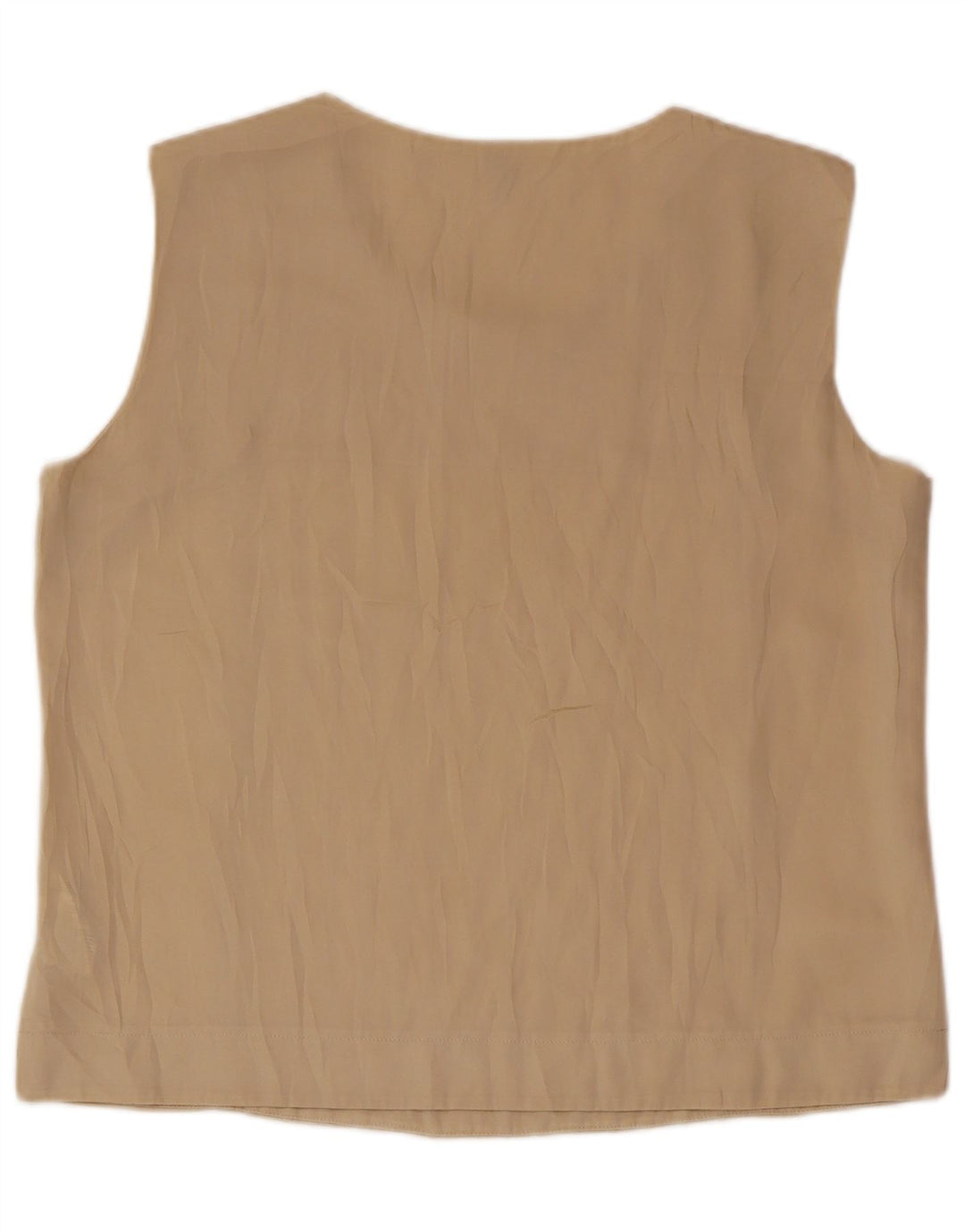 BENETTON Γυναικεία Αμάνικη Μπλούζα Τοπ UK 16 Large Beige Polyester