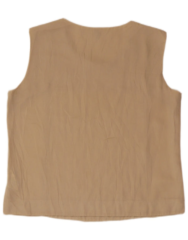 BENETTON Γυναικεία Αμάνικη Μπλούζα Τοπ UK 16 Large Beige Polyester