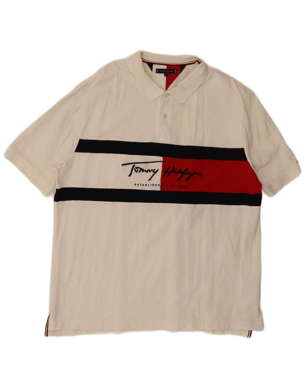 Ανδρικό γραφικό πόλο μπλουζάκι Tommy Hilfiger 2XL Λευκό, βαμβακερό