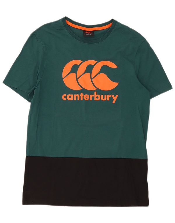 Ανδρικό γραφικό μπλουζάκι Canterbury Top Small Green Colourblock Βαμβακερό