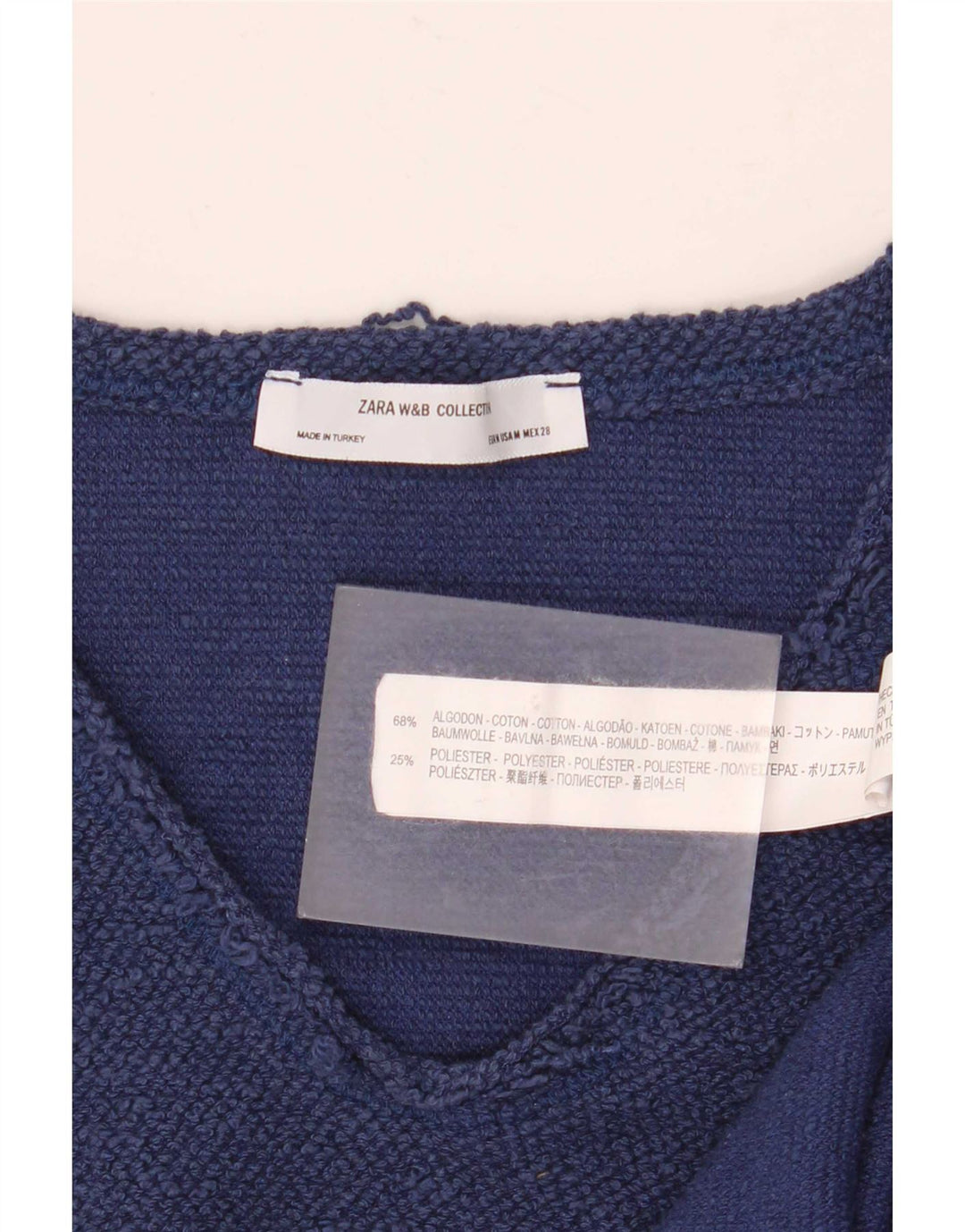 Zara Γυναικείο T-Shirt Top UK 14 Medium Navy Blue Cotton