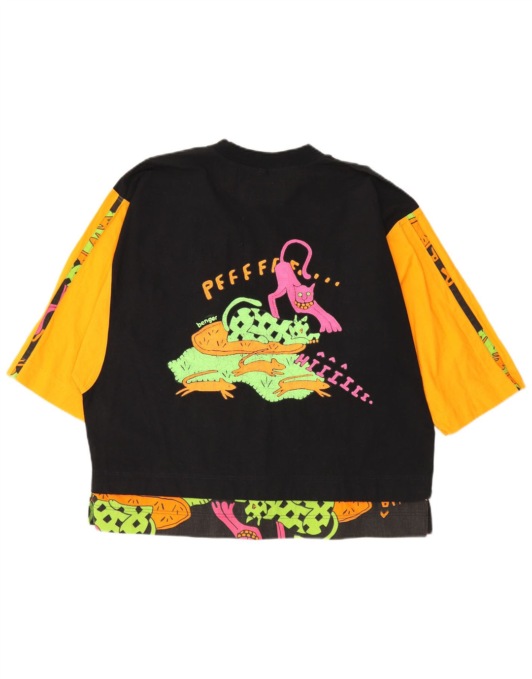 Γυναικείο γραφικό μπλουζάκι BENGER 3/4 μανίκι EU 38 Medium Black Colourblock