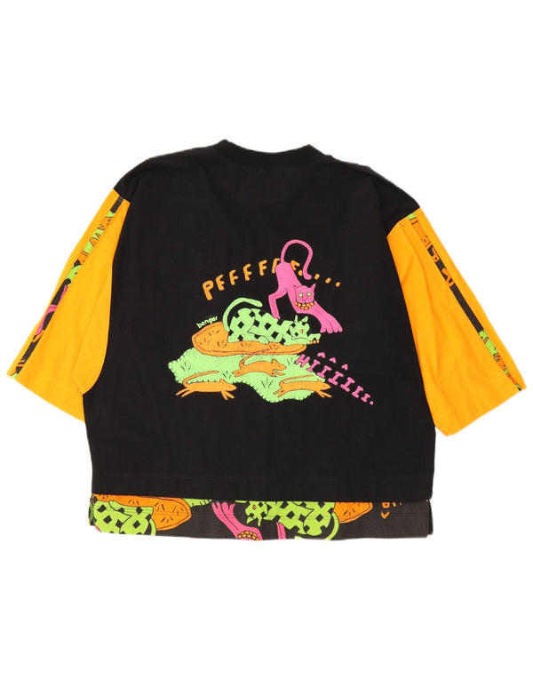 Γυναικείο γραφικό μπλουζάκι BENGER 3/4 μανίκι EU 38 Medium Black Colourblock