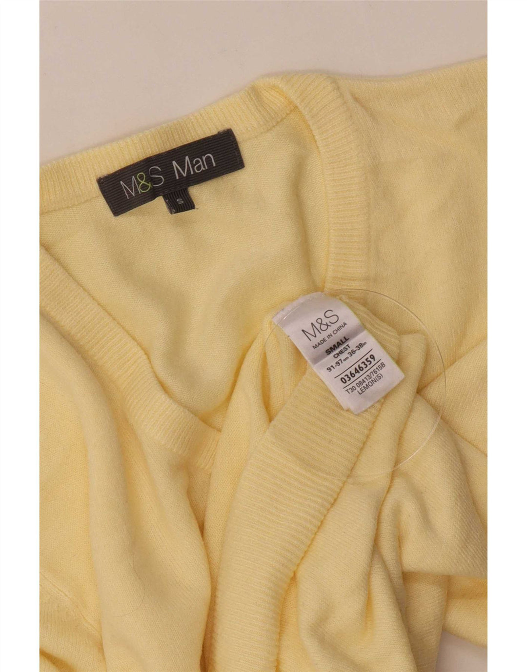 Marks & Spencer Ανδρικό πουλόβερ με λαιμόκοψη με V λαιμόκοψη Μικρό κίτρινο ακρυλικό